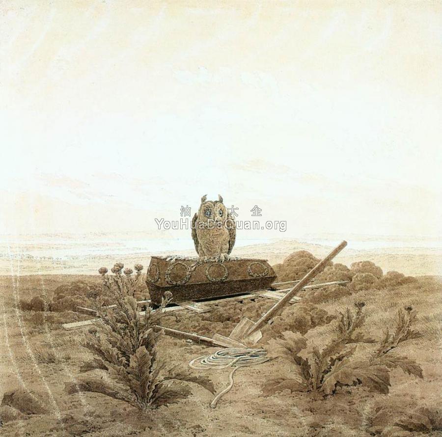 Landscape With Grave Coffin And Owl - 卡斯帕尔·大卫·弗里德里希